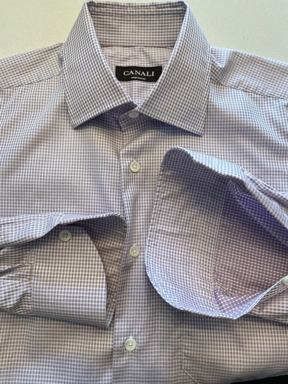 Canali - all cotton gingham pattern dress shirt Size 39 (15.5”neck)